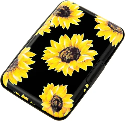 Vista 22 de Soporte para tarjetas de crédito, cartera de metal para tarjetas de bloqueo RFID, mini funda rígida de aluminio delgada para tarjetas de negocios A