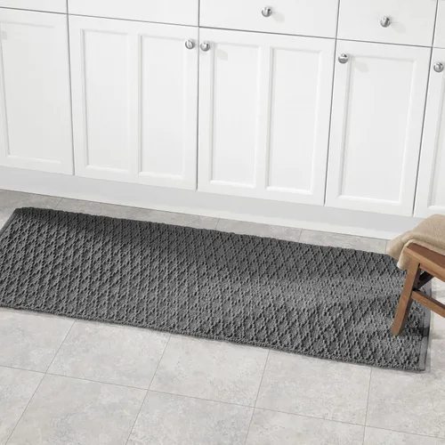 Vista 4 de mDesign Tapete rectangular suave de lujo de 100 % algodón estilo hotel, absorbente de agua, diseño de diamantes para tocador de baño, bañeraducha