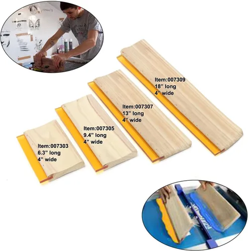 Vista 5 de Raspador de aceite de madera de goma para impresión de pantalla de seda de impresión manual 75 durómetro 6.3inch