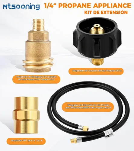Vista 2 de Manguera de extensión de propano NPT de 1/4" y kit de montaje de adaptador