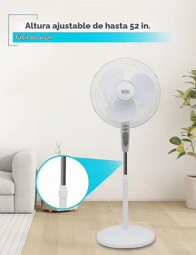 Vista 4 de BLACK+DECKER Ventilador de pie de 18 pulgadas con base de pedestal, ventilador de pedestal de altura ajustable con control remoto y panel de control