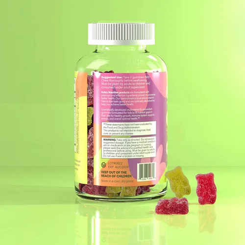 Vista 5 de Kobix - Gomitas multivitamínicas para niños, vitaminas para niños, Kosher sin OMG, veganas, sin gluten, 60 gomitas esenciales para niños