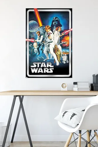 Vista 4 de Star Wars: A New Hope - Póster clásico de pared, 34 pulgadas de largo x 22.4 pulgadas de ancho, versión sin marco