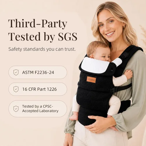 Vista 6 de Baby Carrier for 7-45 lbs, Lightweight Breathable 3D Mesh Infant to Toddler Carrier with Dual-Layer Stability, Easy-Fasten Slide Buckles, Ergonomic