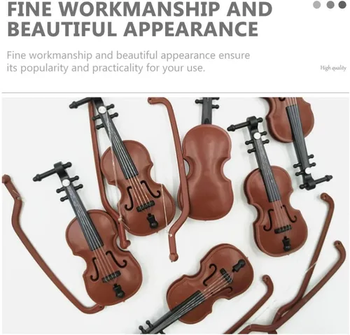 Vista 4 de ABOOFAN Colgante de violín miniatura de cuerda Mini colgante de violín instrumento musical adorno de árbol de Navidad decoración artesanal 16 piezas