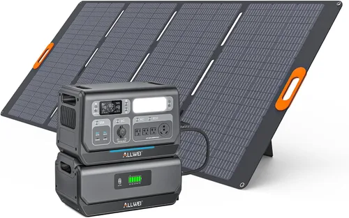 Vista 16 de ALLWEI - Estación de energía portátil 300 W (pico 600 W) mejorada, banco de batería LiFePO4 de 256 Wh, generador solar con 6 puertos de salida
