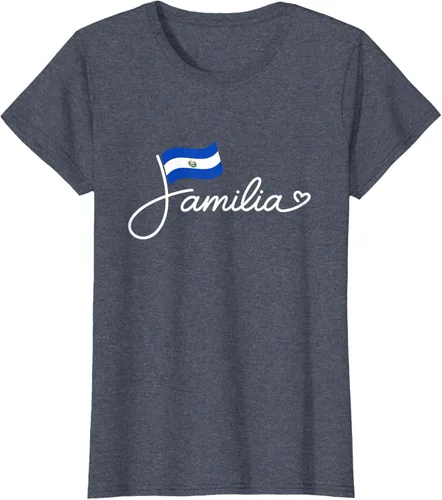 Vista 58 de El Salvador Familia - Camiseta con texto en inglés "La Familia de la Bandera Salvadoreña