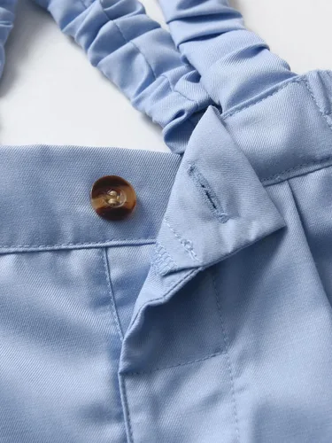Vista 17 de Conjunto de pantalones para bebé, camisa de manga larga + pantalones + corbatín + tirantes, trajes de caballero para niños pequeños