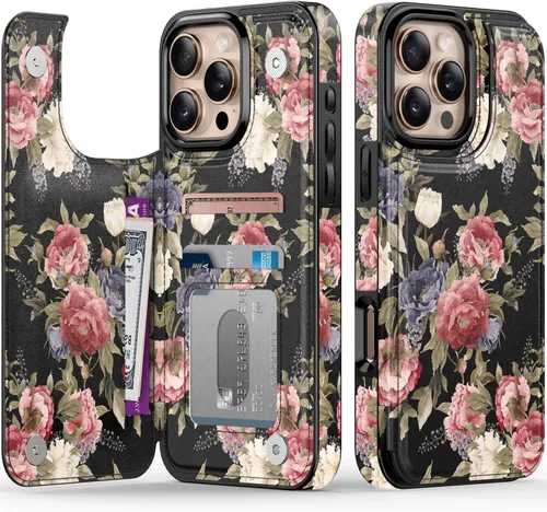 Vista 292 de LETO para iPhone 15 Pro Funda tipo cartera - Tapa tipo folio con patada - Diseños de moda - Tarjetero - Funda protectora para mujeres y niñas - 6.1