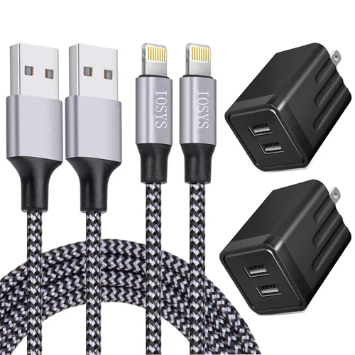 Vista 10 de Paquete de 2 cargadores para iPhone, cargador de pared para iPhone 14, bloque de adaptador USB-A de doble puerto con cable de carga rápida USB A a