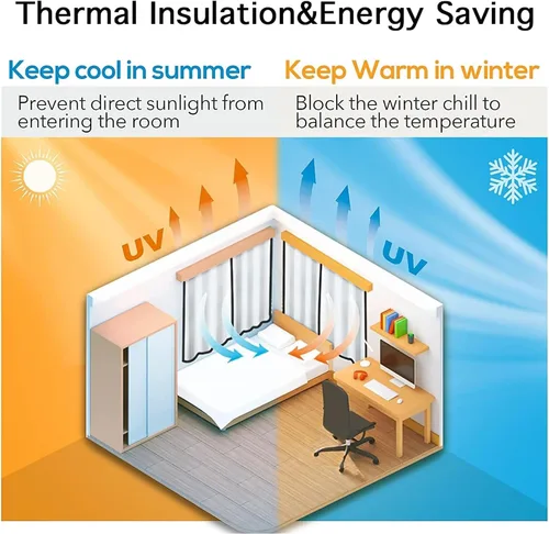 Vista 7 de Yakamok Cortinas negras, cortinas de ventana con aislamiento térmico y eficiencia energética para dormitorio, cortinas opacas completas y cortinas
