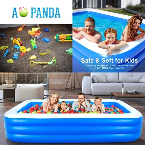 Vista 3 de Piscina inflable para niños y adultos, piscina inflable de 120 x 72 x 22 pulgadas, piscina familiar gruesa de gran tamaño para niños pequeños, al