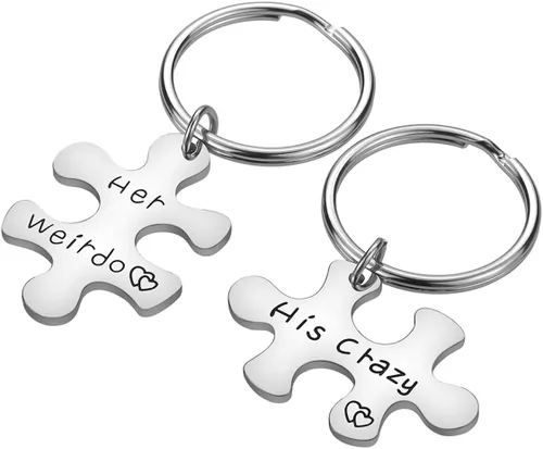 Vista 2 de Regalos de pareja para novio y novia Llavero de pareja para él y ella, llavero para él y ella, regalo del día de San Valentín para novio, novia