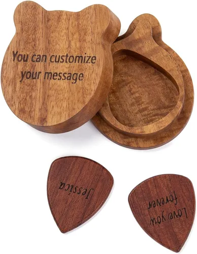 Vista 12 de Albertband Regalos personalizados para padres, soporte de púas de guitarra de madera, fotos de guitarra con estuche, púas de guitarra fina, 3
