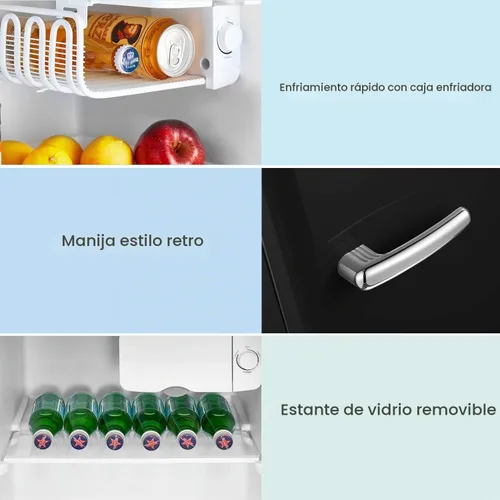 Vista 5 de Comfee - Refrigerador retro de la serie Solo de 1.6 pies cúbicos, aspecto elegante, interior HIPS, ahorro de energía, patas ajustables, esfera