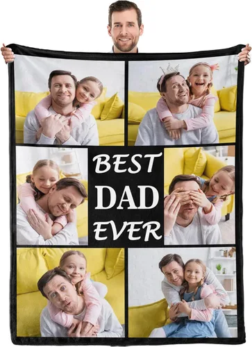 Vista 15 de Youltar Regalos para papá, manta personalizada con foto, regalos personalizados para el Día del Padre, regalos de cumpleaños para papá de parte