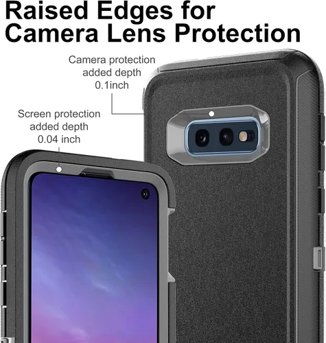 Vista 3 de Funda para Galaxy S10E: protección resistente a prueba de golpes 3 en 1, 2 películas nano a prueba de explosiones, negro/gris