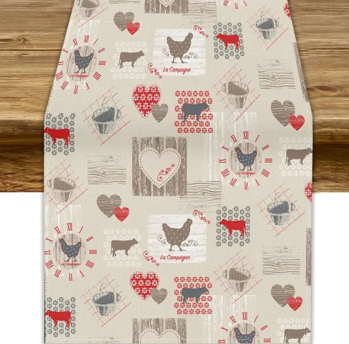 Vista 29 de Camino de mesa de estilo rústico retro, decoración de mesa de cocina, sala de estar, comedor, para el hogar, con diseño de osos, alces, ciervos