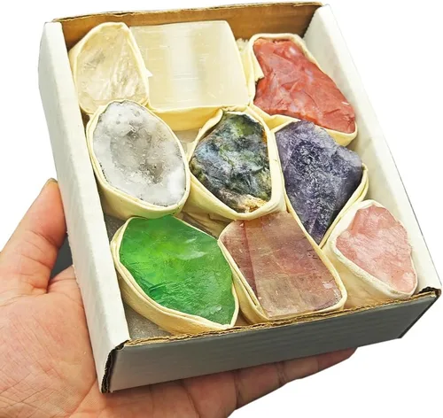 Vista 12 de Colección de 100 piedras preciosas de cristal natural, muestras mixtas de minerales crudos, incluyendo cuarzo, amatista y más para curación