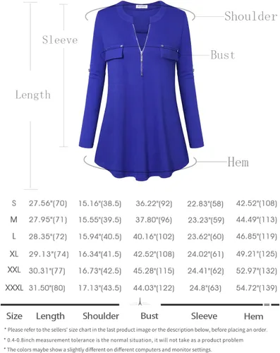 Vista 7 de Bulotus - Blusa larga e informal, con cierre frontal, cuello en V y manga 34, para mujer