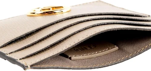 Vista 5 de FENDI F Logo 8M0445 - Cartera de cuero beige, Beige, Tarjetero