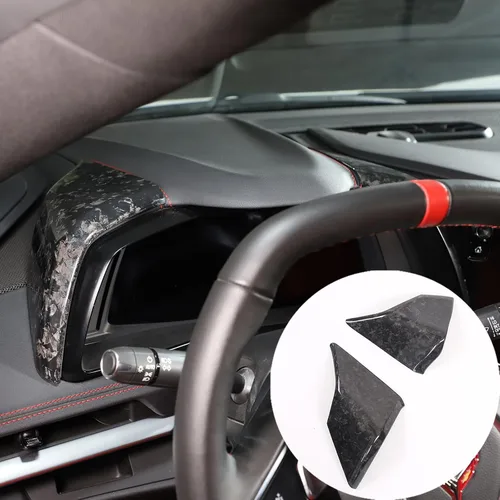 Vista 4 de Cubierta Trim de Tablero Compatible con Chevrolet Corvette C8 Stingray 2020-2025 ABS 2 Piezas Cubierta Lateral del Velocímetro del Tablero ABS Carbon
