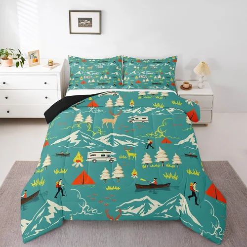 Vista 30 de Erosebridal American Flag Twin Comforter Set Army Green Camo Bedding Set for Kids Boys Girls Bear Claw Hunting Theme Bed Set Camoflage Camping