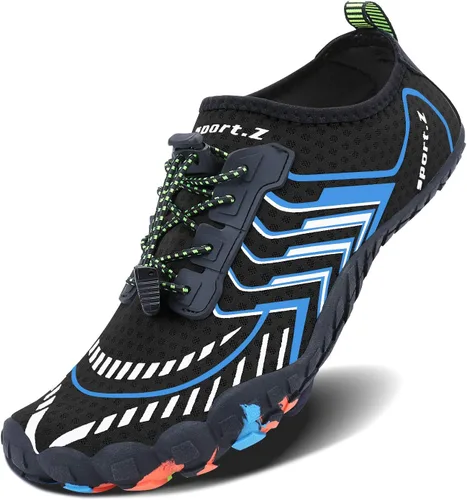 Vista 8 de MAYZERO Zapatos de agua para hombres y mujeres, zapatos de surf, playa, piscina, zapatos de punta ancha, senderismo, zapatos de agua, zapatillas
