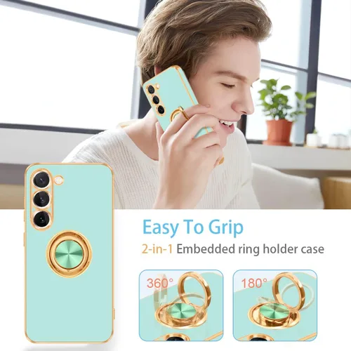 Vista 5 de Fingic Funda para Samsung Galaxy S23 Plus, Galaxy S23 Plus con soporte de anillo de 360°, funda para teléfono para mujeres y niñas, soporte