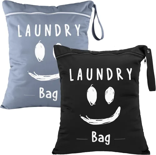 Vista 10 de Shappy 2 piezas de gran bolsa de lavandería de viaje, lavable, impermeable, húmeda y seca, gran bolsa de ropa sucia para baño, entrenamiento