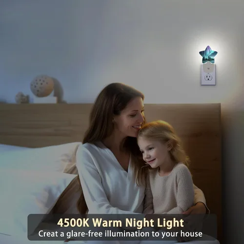 Vista 5 de Northern Lights Forest - Luz nocturna enchufable con sensor de atardecer a amanecer para dormitorio, baño y sala de estar, lámpara apta para dormir
