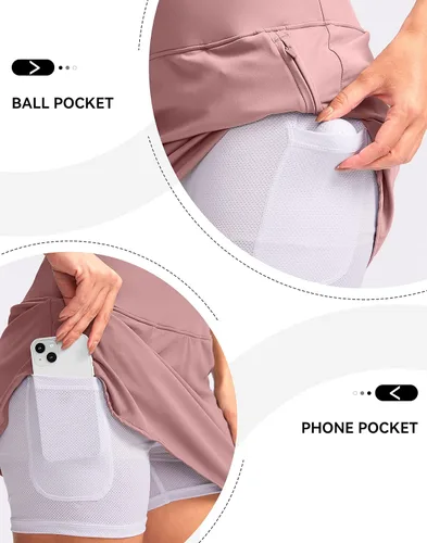 Vista 3 de G Gradual Falda de tenis de cintura alta, falda de golf, bolsillos con cremallera, falda pantalón atlética para mujer, para correr, entrenamiento