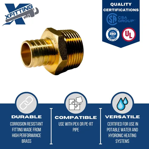 Vista 3 de Adaptador NPT macho de 1" Pex x 1", latón (1)