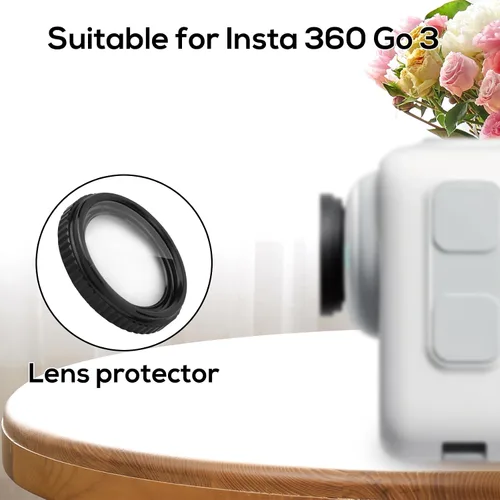 Vista 3 de lasuroa 2 protectores de lente para Insta360 Go 3, protector de lente de vidrio impermeable de alta definición, accesorios de cámara compatibles