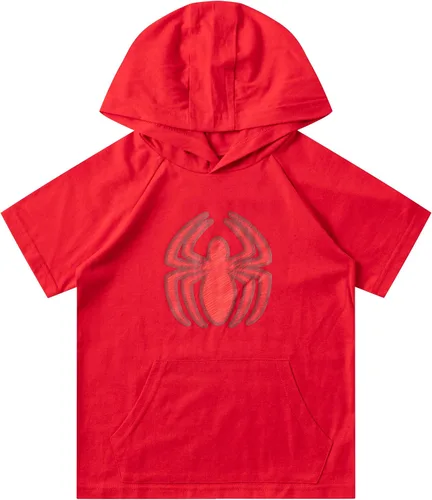 Vista 2 de Marvel Spiderman - Conjunto de camiseta con capucha y pantalones cortos para niños pequeños