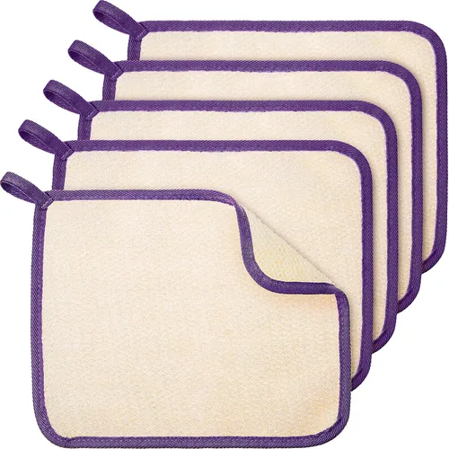 Vista 16 de Tatuo 5 paños exfoliantes para el rostro y el cuerpo, tejido de toalla para el baño, exfoliante, masaje, paño de baño para mujeres y hombres, 10.63