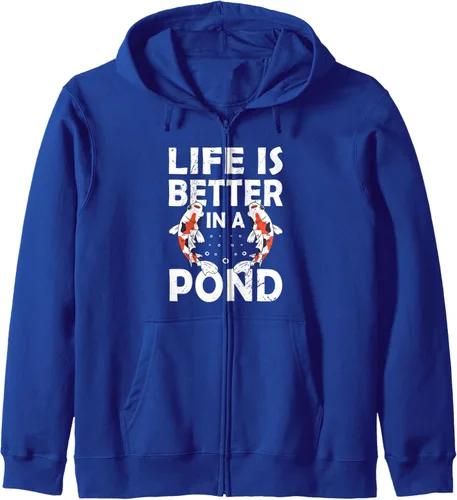 Vista 3 de Pond Koi Fish Food - Pond Fish Koi And Goldfish Fish Life Zip Hoodie