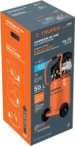 Vista 3 de TRUPER COMP-50LV Compresor de aire lubricado con aceite de 13 galones. Herramienta eléctrica de 120 voltios. 1 paquete