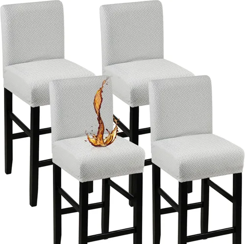 Vista 32 de YISUN - Fundas para taburete de bar, mezcla de forro polar elástico y poliéster, lavables y removibles, para taburete de bar y silla alta, con Beige