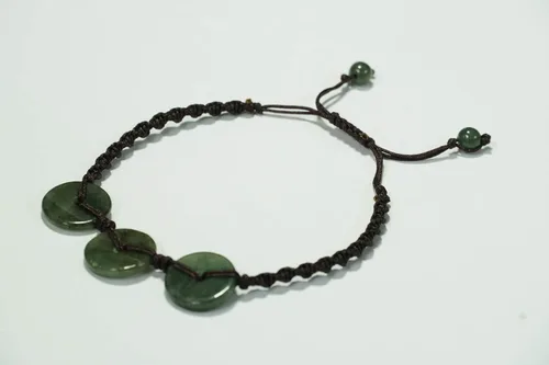 Vista 2 de Infinityee888 - Pulseras de cuentas de jade con moneda verde Feng Shui para hombres, mujeres, pulsera -BC01, Piedra