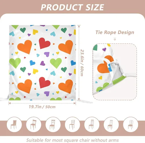 Vista 3 de Juego de 6 fundas decorativas para silla de escritorio de San Valentín con corazones de arco iris para sillas de comedor, funda de cojín suave