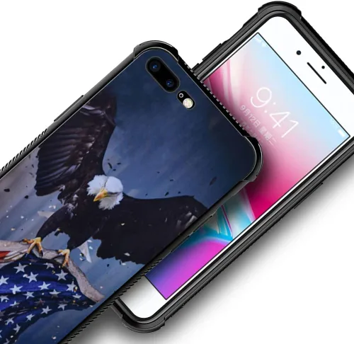 Vista 5 de DJSOK Funda compatible con iPhone 7/8 Plus, diseño con patrón de parachoques trasero, esquinas reforzadas contra arañazos, esquinas reforzadas