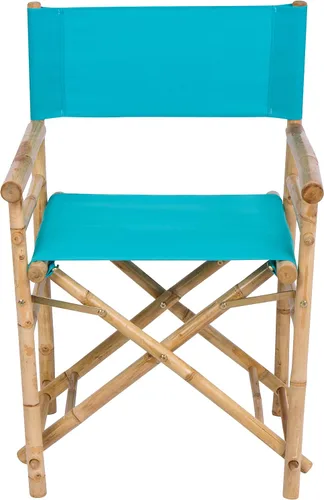Vista 5 de Statra Silla plegable de director de bambú, portátil, para acampar al aire libre, juego de 2, color azul aguamarina
