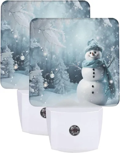 Vista 36 de Ouqiuwa Juego de 2 luces nocturnas enchufables para Navidad, rojo, invierno, feliz año nuevo, LED, sensor de movimiento, lámpara para dormitorio
