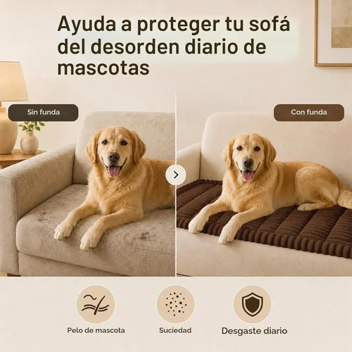 Vista 5 de decorUhome Funda de sofá para perros, funda antideslizante y mullida para sofá, para asiento, respaldo y reposabrazos, protector de sofá suave