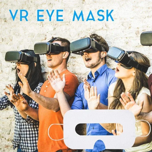 Vista 8 de Busjoy 50PSC - Máscara desechable de realidad virtual universal para Oculus Quest 2HTC ViveGear VRPlaystation VRVR BoxOculus RiftHoloLens previene