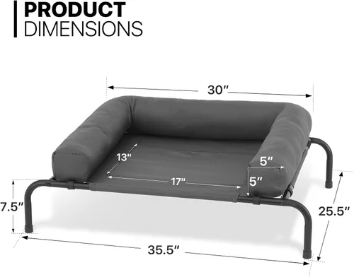 Vista 2 de MoNiBloom Cama elevada para perros para exteriores con cojín extraíble, cama elevada portátil para perros al aire libre con pies antideslizantes