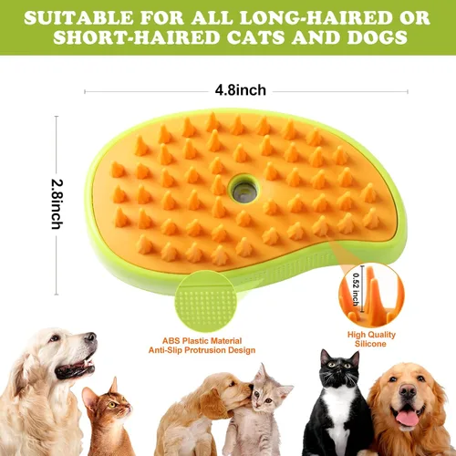 Vista 7 de Cepillo de vapor para gatos, 3 en 1, peine de eliminación de pelo de mascotas con vaporizador, peine Spritz para perros, espray de pulverización