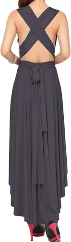 Vista 3 de Vestido largo transformador para mujer, vestido de graduación, convertible, con tirantes delgados, para boda, cóctel, vestido largo