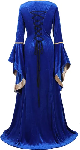Vista 3 de Haorugut - Vestido renacentista para mujer, vestido medieval, traje renacentista de hada